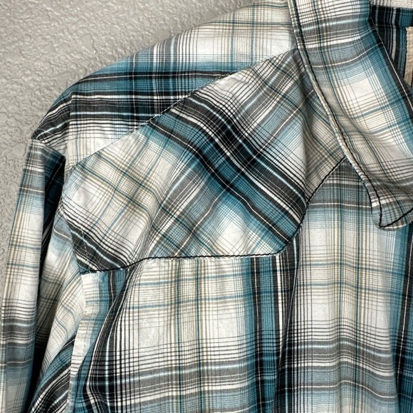 Vintage Wrangler Mens Western Pearl Snap Shirt XL Blue White Plaid Cotton - Picture 3 of 7